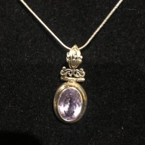 Sterling Silver 925 amethyst pendant 16” necklace